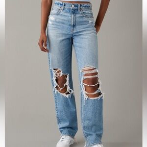 Plus Size AE Distressed Mom Jeans